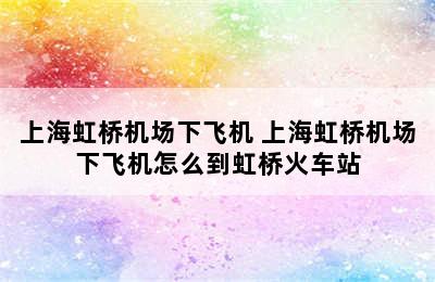 上海虹桥机场下飞机 上海虹桥机场下飞机怎么到虹桥火车站